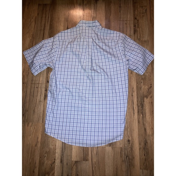 LL Bean Shirt Mens Blue Check Short Sleeve Button Up Wrinkle Free Small - Picture 5 of 5